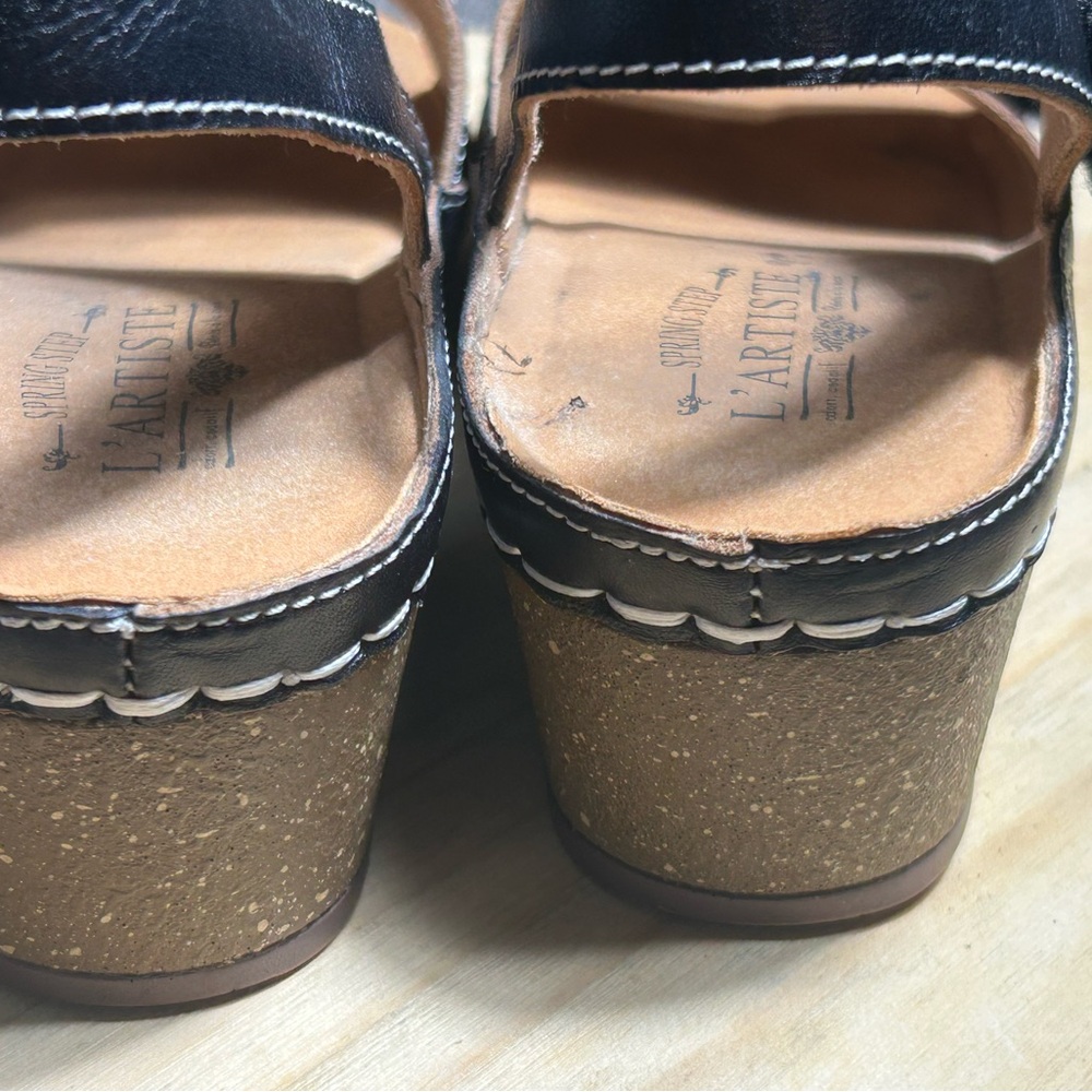 Women's Embroidered Black Multi-Color Wedge Sandals - Picture 9 of 12
